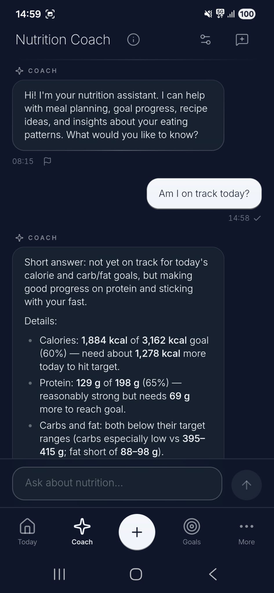 The Coach screen giving a next-step recommendation